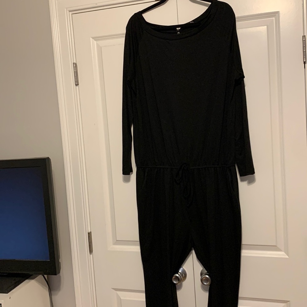 Off the Shoulder Black Jumpsuit WITH POCKETS!